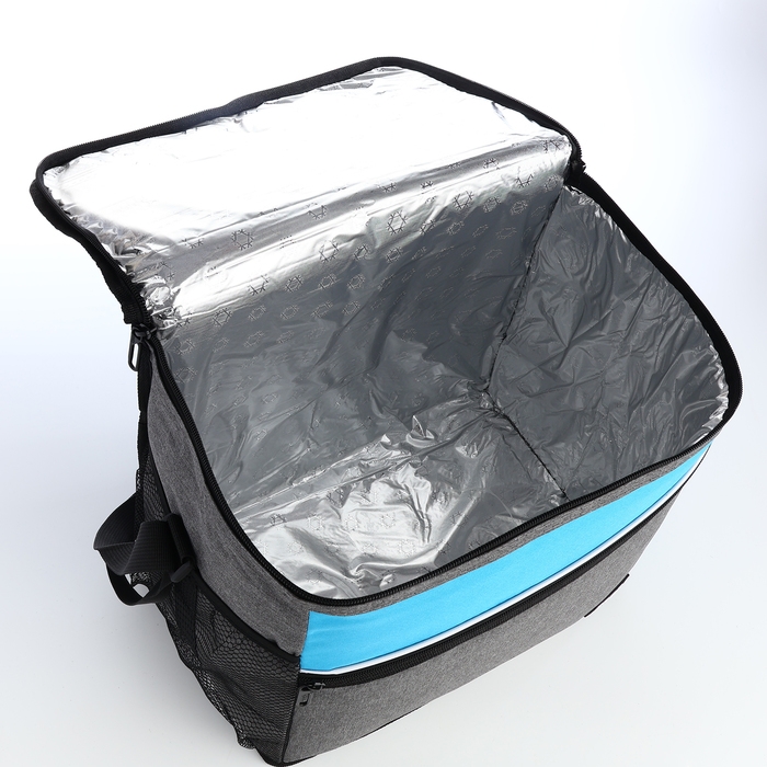 Термосумка на молнии, наружный карман, 23 л, цвет серый/голубой Термосумка на молнии, наружный карман, 23 л, цвет серый/голубой