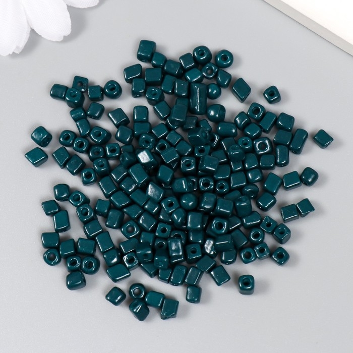 Бисер кубический стекло 4х4 мм  Бисер кубический стекло 4х4 мм "Серо-синий" набор 20 гр