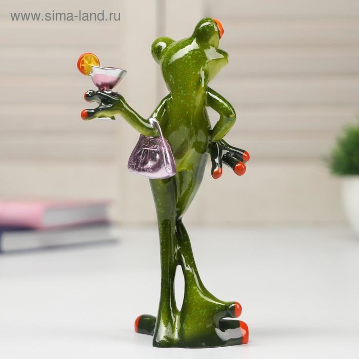 Сувенир полистоун лак Сувенир полистоун лак "Лягушка с бокалом вина" 15,5х7,5х8,3 см