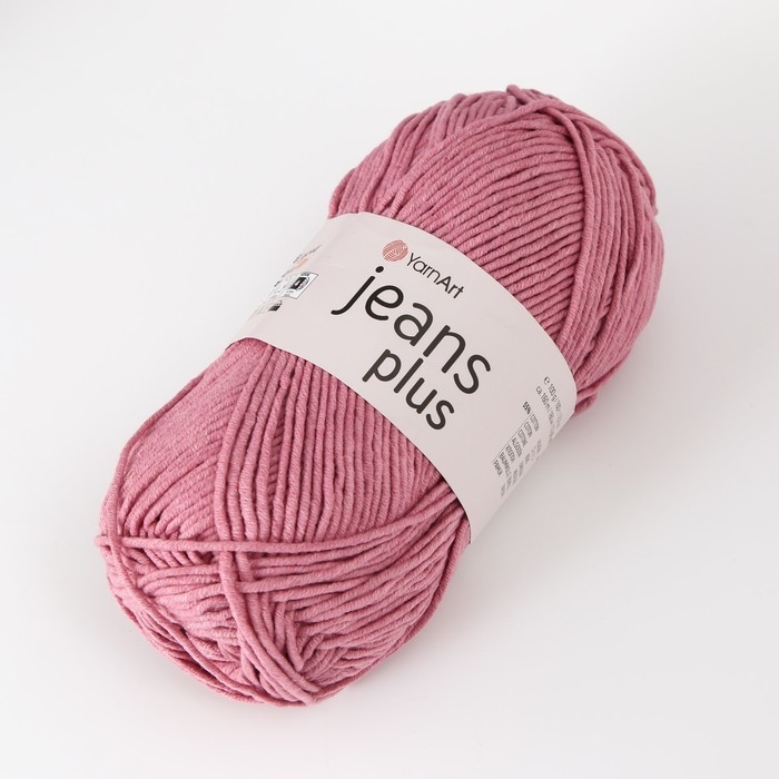 Пряжа Пряжа "Jeans plus" 55% хлопок, 45% акрил 160м/100гр (65 пыльная роза)