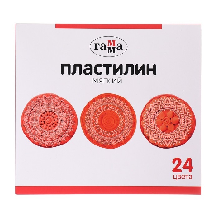 Пластилин 24 цвета 480 г Гамма Пластилин 24 цвета 480 г Гамма "Орнамент", со стеком, картон