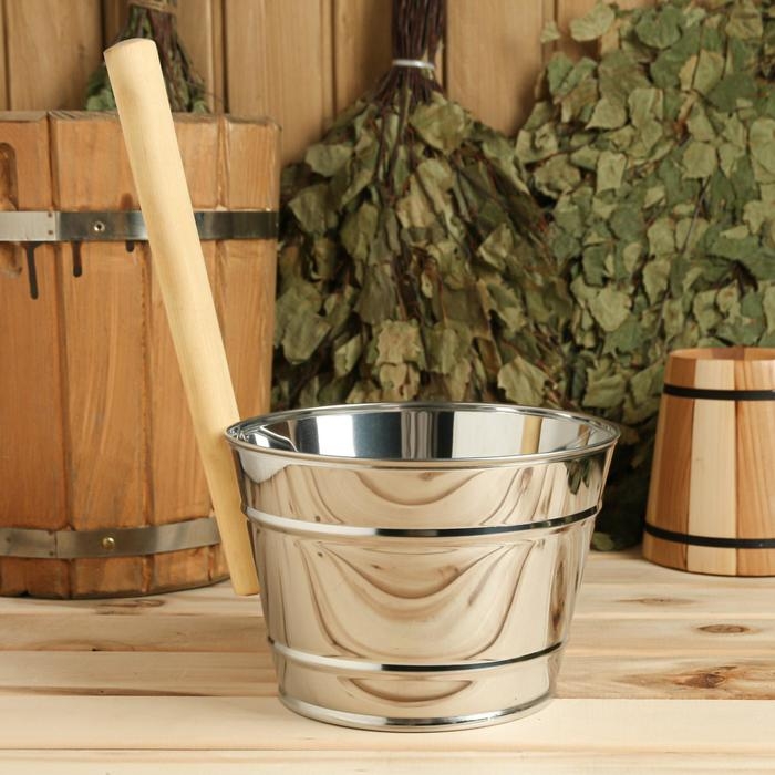 Ковш для обливания, металлический, с деревянной ручкой, 3 литра Ковш для обливания, металлический, с деревянной ручкой, 3 литра