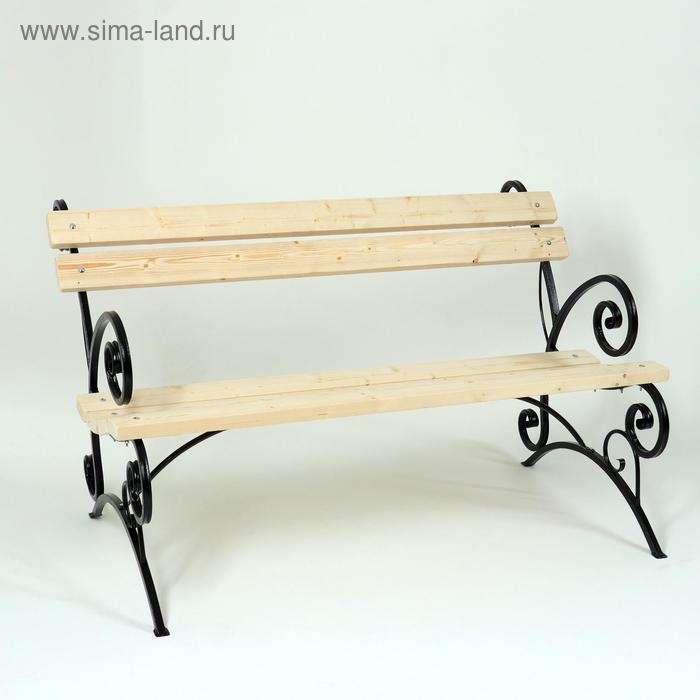 Скамейка уличная со спинкой "Арбат" для сада и дачи, 1.5х1х0.9 м, деревянная, металлическая