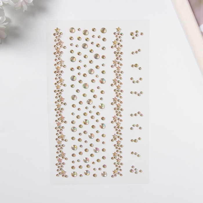 Наклейка пластик стразы Наклейка пластик стразы "Звёздная дорога" золотая 22,5х11,5 см