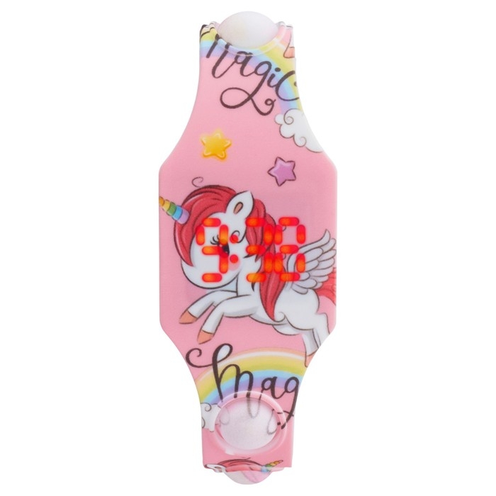 Часы наручные электронные, детские, Часы наручные электронные, детские, "Единорог", ремешок pop-it, l-22.5 см