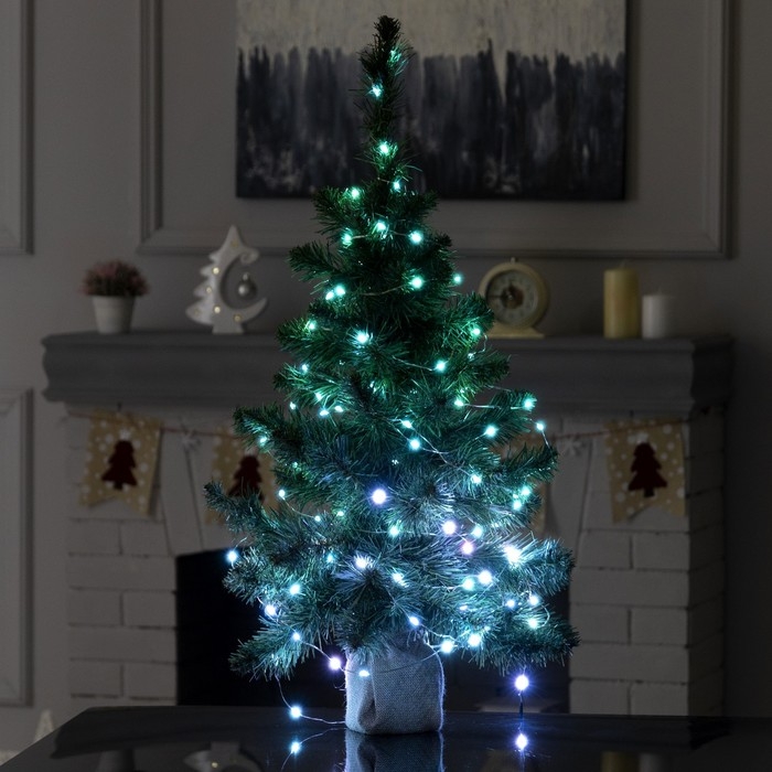 Умная гирлянда «Нить» 10 м роса, IP20, серебристая нить, 100 LED, управление с приложения, свечение RGB, USB Умная гирлянда «Нить» 10 м роса, IP20, серебристая нить, 100 LED, управление с приложения, свечение RGB, USB