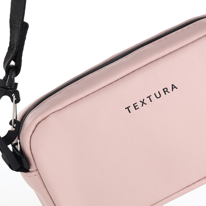 Сумка женская на молнии, TEXTURA, маленький размер, длинный ремень, цвет розовый Сумка женская на молнии, TEXTURA, маленький размер, длинный ремень, цвет розовый
