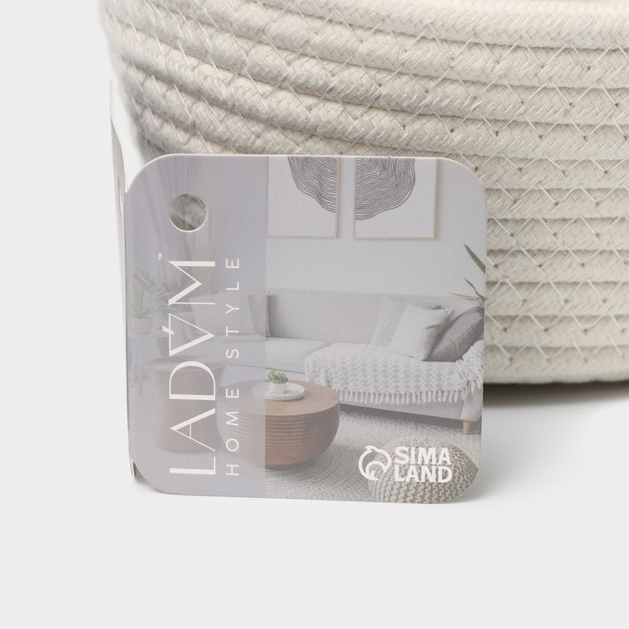 Корзина для хранения плетёная ручной работы LaDо́m «Бэлл», 21×21×11 см, цвет бежевый Корзина для хранения плетёная ручной работы LaDо́m «Бэлл», 21×21×11 см, цвет бежевый