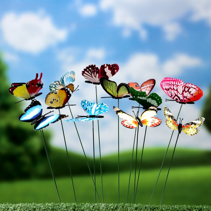 Штекер светящийся Штекер светящийся "Бабочка Вайси" 6,5х25см, набор 12шт, МИКС