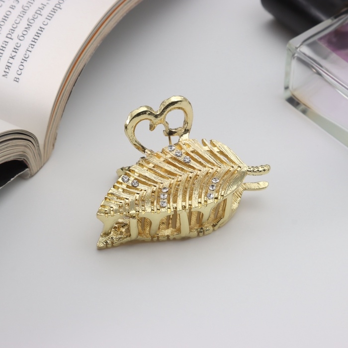 Краб для волос Краб для волос "Лейла" листок, 5 см, золото