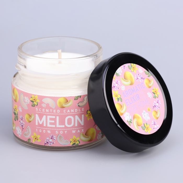 Свеча ароматическая в банке  Свеча ароматическая в банке "Сочная дыня", совый воск, 80 г