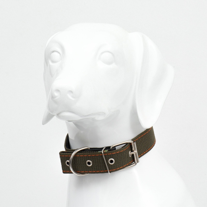 Ошейник брезентовый с подкладом, 72 х 3,5 см, ОШ 45-60 см, хаки Ошейник брезентовый с подкладом, 72 х 3,5 см, ОШ 45-60 см, хаки