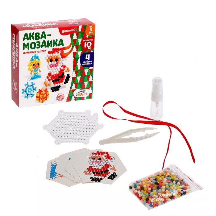 Аквамозаика «Дед Мороз и Снегурочка», украшение на ёлку, 4 фигурки Аквамозаика «Дед Мороз и Снегурочка», украшение на ёлку, 4 фигурки