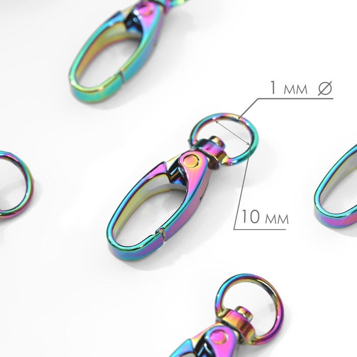 Карабин металлический, 40 × 14 мм / 10 × 1 мм, 5 шт, цвет бензин Карабин металлический, 40 × 14 мм / 10 × 1 мм, 5 шт, цвет бензин