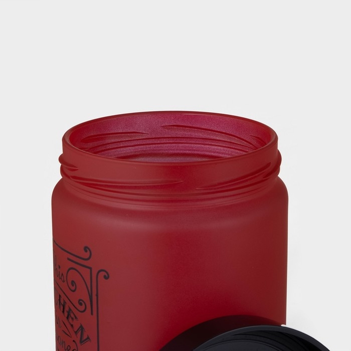 Банка стеклянная для сыпучих продуктов «Любовь на кухне», 600 мл, цвет красный