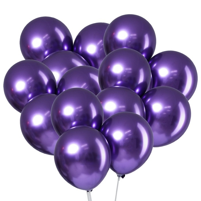 Шар латексный 12" &laquo;Хром&raquo;, металл, набор 5 шт., цвет фиолетовый
