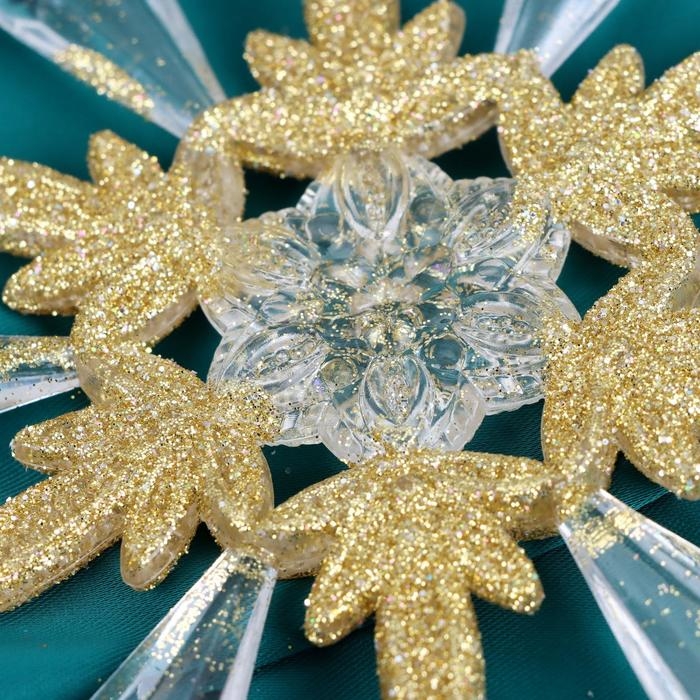 Украшение ёлочное Украшение ёлочное "Снежинки лучистые блеск" 14х14 см, микс, прозрачно-золотой