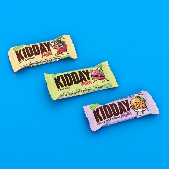 Батончик глазированный Батончик глазированный "KIDDAY mini", фруктовое ассорти, 300 г