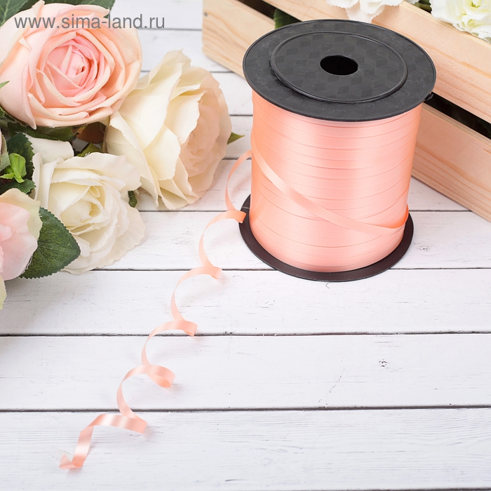 Лента простая матовая, персиковая, 0,5 см х 225 м Лента простая матовая, персиковая, 0,5 см х 225 м