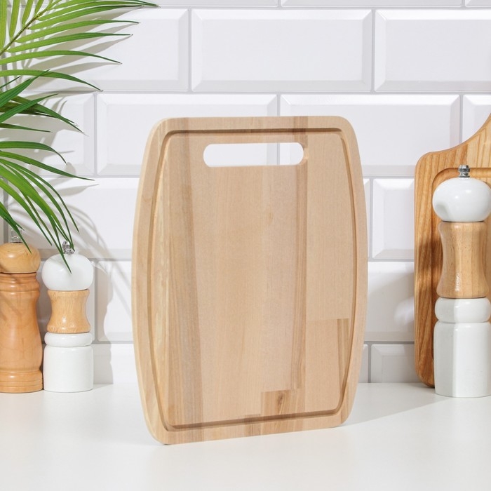 Доска разделочная деревянная с желобом 26х22х0,8 см береза Доска разделочная деревянная с желобом 26х22х0,8 см береза