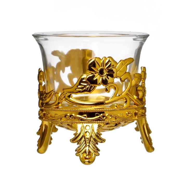 Подсвечник стекло Подсвечник стекло "Фантазия" 6*6,3*6,3 см, золото
