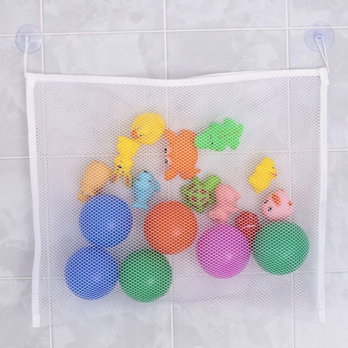Сетка для хранения игрушек в ванной, цвет белый Сетка для хранения игрушек в ванной, цвет белый
