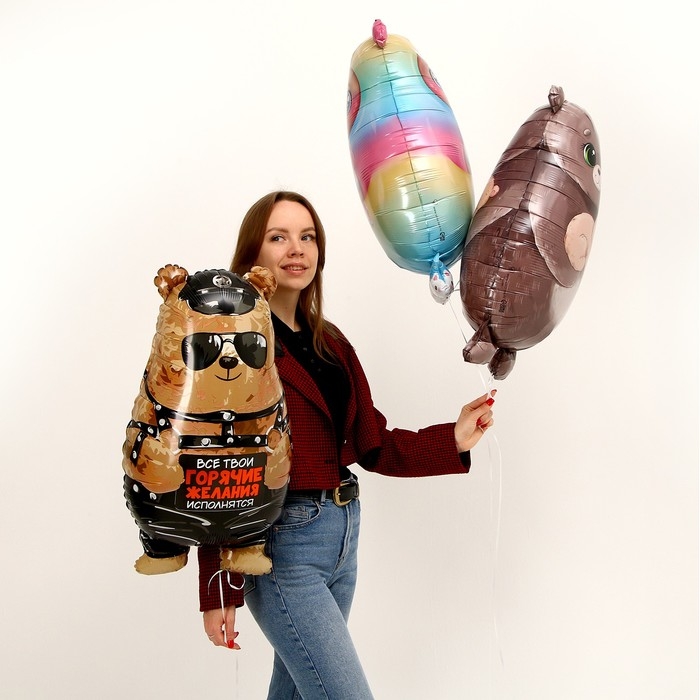 Воздушный шар фольгированный 30" &laquo;Мишка-единорог&raquo;, набор 3 шт.