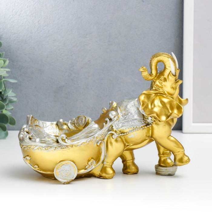 Сувенир полистоун подставка под бутылку Сувенир полистоун подставка под бутылку "Слон с колесницей" 17,5х22,5х10,5 см