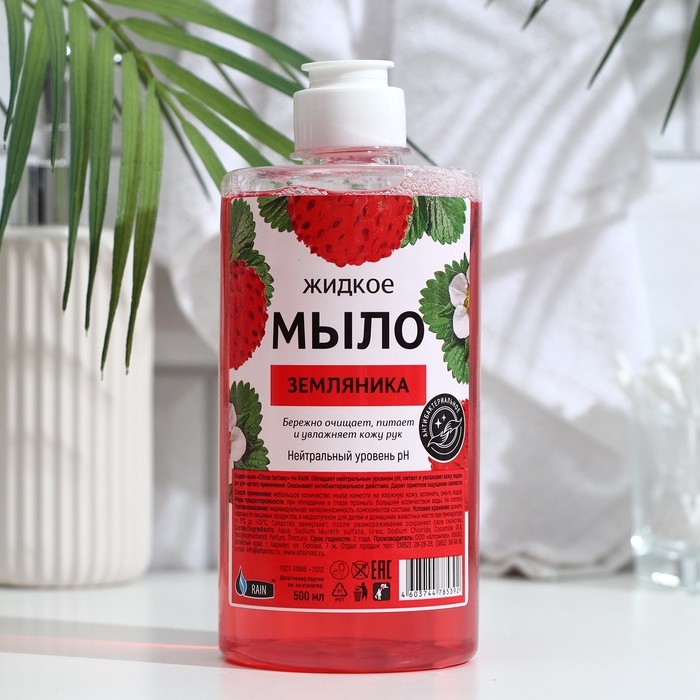 Мыло жидкое Rain Standart, антибактериальное, земляника, пуш-пул, 500 мл Мыло жидкое Rain Standart, антибактериальное, земляника, пуш-пул, 500 мл