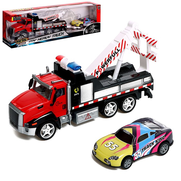 Грузовик металлический «Эвакуатор», с машинкой, свет и звук, инерция, МИКС Грузовик металлический «Эвакуатор», с машинкой, свет и звук, инерция, МИКС