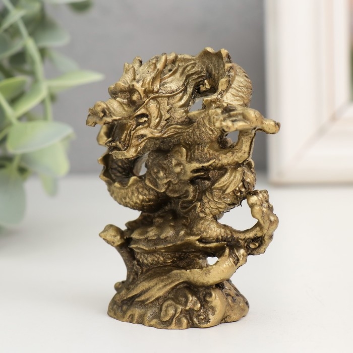 Нэцкэ полистоун под бронзу  Нэцкэ полистоун под бронзу "Дракон. Активация" 3,5х6х8 см