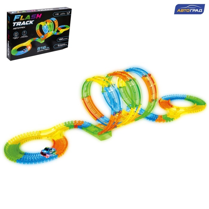 Автотрек Flash Track, гибкий, светится в темноте, 516 см, 162 детали Автотрек Flash Track, гибкий, светится в темноте, 516 см, 162 детали