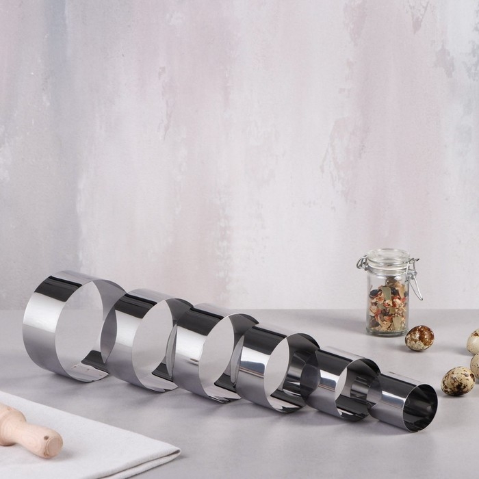 Набор форм для выпечки и выкладки «Круг», d-10, h-5 см, 6 шт Набор форм для выпечки и выкладки «Круг», d-10, h-5 см, 6 шт