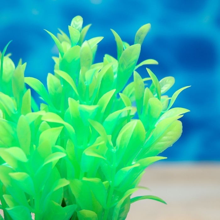 Растение искусственное аквариумное, светящееся, 10 см, зелёное