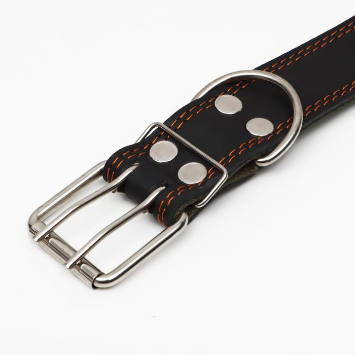 Ошейник комбинированный кожа/брезент, безразмерный, 83 х 4,5 см, ОШ 20-70 см, чёрный Ошейник комбинированный кожа/брезент, безразмерный, 83 х 4,5 см, ОШ 20-70 см, чёрный