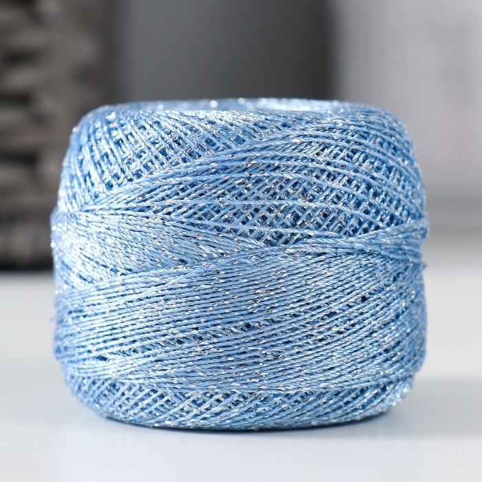 Пряжа "Camelia" 70% полиэстер, 30% люрекс 190м/25±5гр (417 голубой)