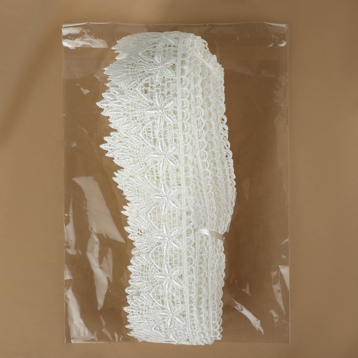 Кружево гипюровое, 49 мм × 11 ± 1 м, цвет айвори Кружево гипюровое, 49 мм × 11 ± 1 м, цвет айвори