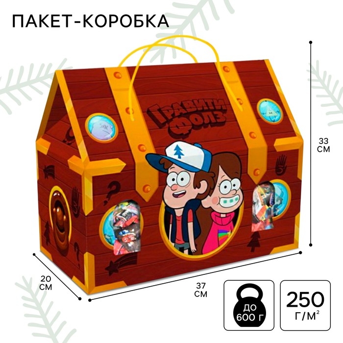 Пакет-коробка, сундук, 37х 33 х 20 см, Гравити Фолз Пакет-коробка, сундук, 37х 33 х 20 см, Гравити Фолз
