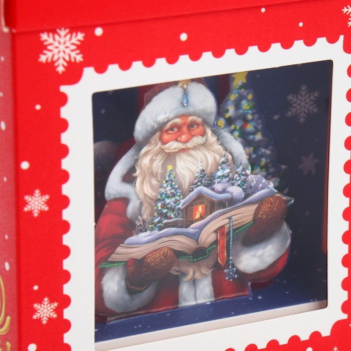 Коробка подарочная новогодняя складная с 3D эффектом «Почта», 11 х 11 х 13 см, Новый год Коробка подарочная новогодняя складная с 3D эффектом «Почта», 11 х 11 х 13 см, Новый год