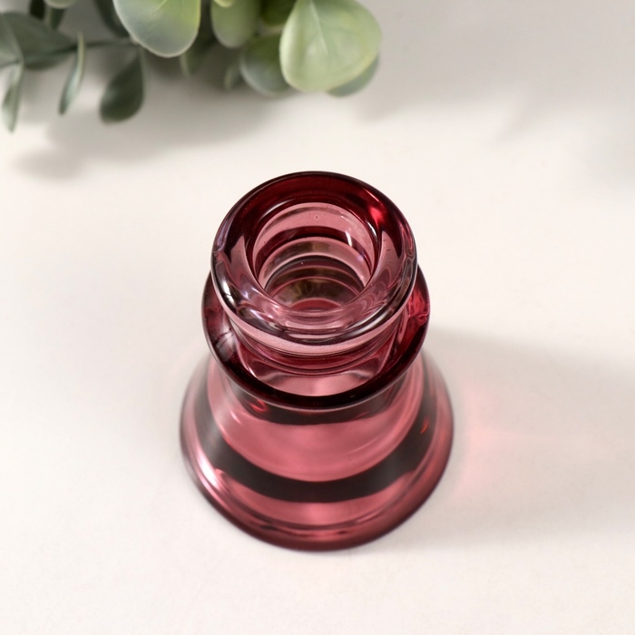 Подсвечник стекло на 1 свечу "Нео" прозрачный розовый d=2,3 см 6х6х7,5 см