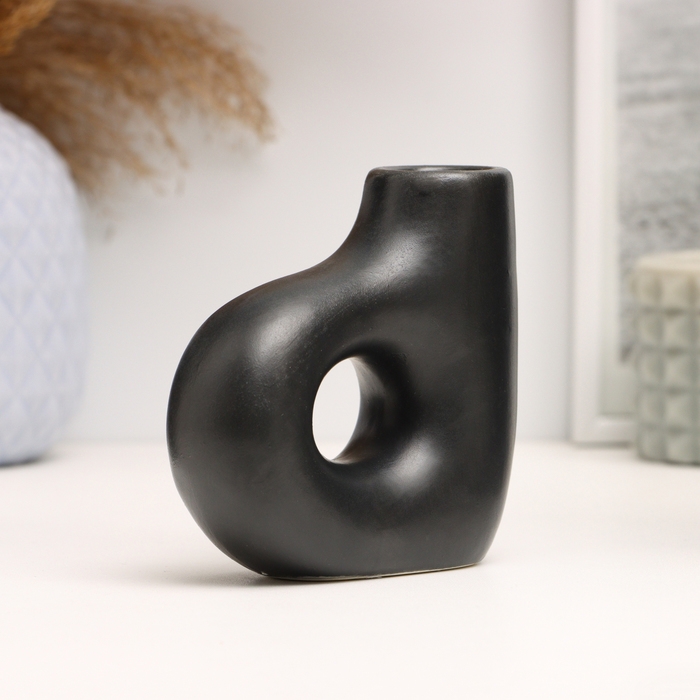 Подсвечник "Брэй" черный глянец, 10х4х10см