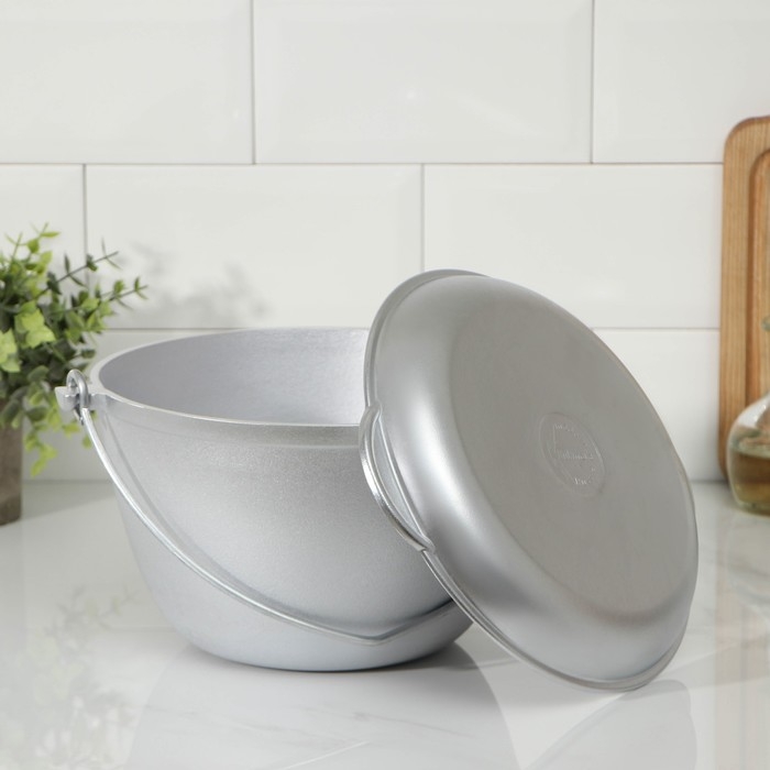 Казан походный, 4 л, крышка-сковорода, цвет серебряный Казан походный, 4 л, крышка-сковорода, цвет серебряный