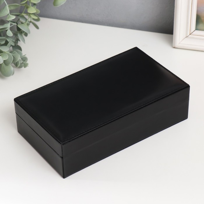 Шкатулка кожзам для украшений  Шкатулка кожзам для украшений "Чёрная матовая" 6,5х12,6х21 см