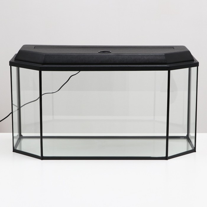 Аквариум Аквариум "Панорамный" с крышкой, 105 литров, 80 х 35 х 39,5/44,5 см, чёрный