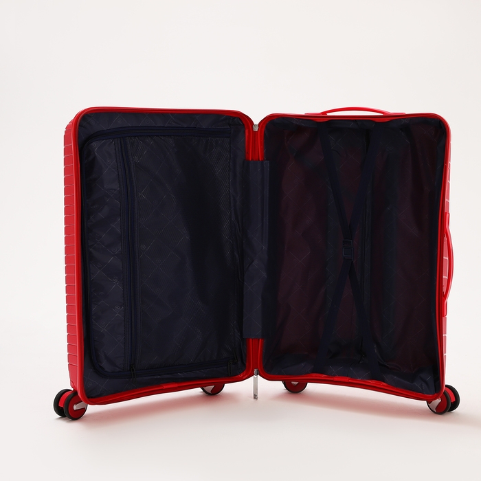 Чемодан средний 69 л (M), отдел на молнии, кодовый замок, 4 колеса, цвет красный Чемодан средний 69 л (M), отдел на молнии, кодовый замок, 4 колеса, цвет красный
