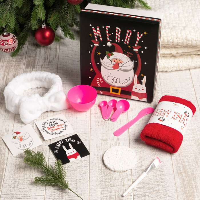 Подарочный набор новогодний  Подарочный набор новогодний "Merry x-mas" полотенце и аксессуары