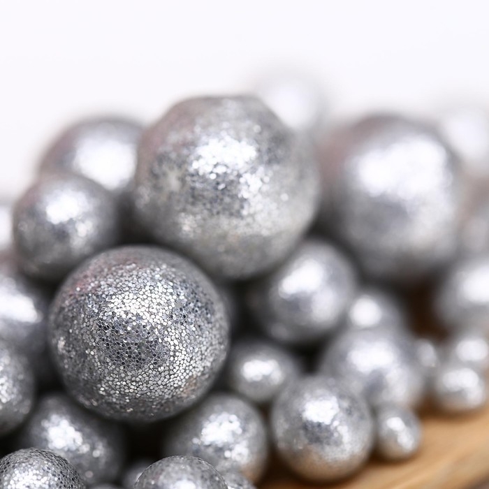 Кондитерская посыпка с мягким центром  Кондитерская посыпка с мягким центром "Блеск", серебро, 50 г