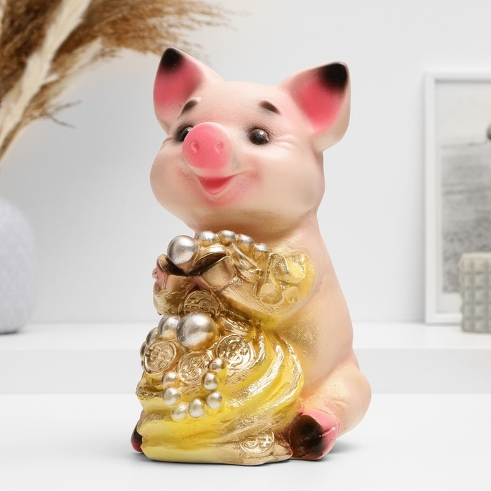 Копилка Копилка "Поросенок большой с мешком" 17х14х24см МИКС