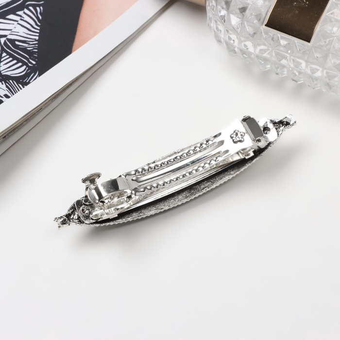 Заколка-автомат Заколка-автомат "Роуз" полоса блеск классик, 9,5 см, серебро