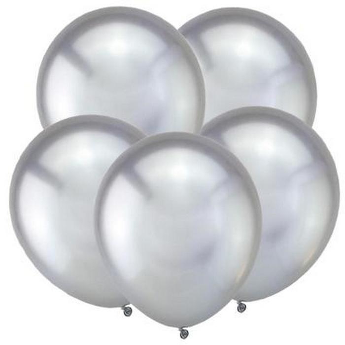 Шар латексный 18 Шар латексный 18" Зеркальные шары, хром серебро, набор 5 шт.